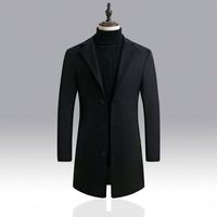 Manteau Peacoat Homme Version Coréenne Simple Boutonnage Coupe Slim Longue Coupe-Vent Décontracté – Approvisionnement Direct Usine NY