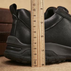 Zapatillas de deporte informales de cuero genuino para hombre, zapatos con cordones rápidos y perilla giratoria, zapatos para caminar con suela de goma gruesa antideslizante de alta calidad - Product Image 2