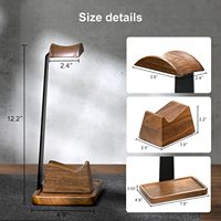 Support pour casque avec support pour manette de jeu, support pour casque en bois de noyer avec base de rangement, accessoires pour équipement de jeu pour bureau