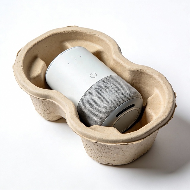 Custom Eco-friendly Disposable Recyclable Molded Pulp Inserts for Biodegradable Smart Speaker Home Theater Speaker Inserts