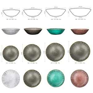 Bol à salade en verre soufflé à la bouche personnalisable, à bord doré moderne et luxueux, peint à la <span class=keywords><strong>main</strong></span>, facile à laver, ensemble de bols à dessert, best-seller - Product Image 6