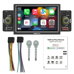 5 inch HD Screen Single Din Car Mp5 Player Android Auto + Carplay Car Stereo Radio RCA Audio FM BT 5.1 Reversing Image Mirror