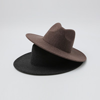 Chapeau Fedora en feutre imitation laine à large bord, style cowboy jazz rétro britannique, unisexe, pour automne-hiver, accessoire de tête formel