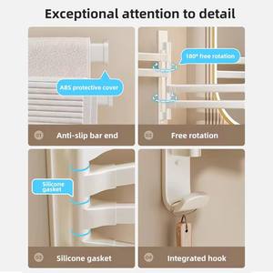 Porte-serviettes rotatif blanc crème pour salle de bain, <span class=keywords><strong>sans</strong></span> perçage, support mural pour serviettes, organisateur de rangement pour salle de bain et toilettes - Product Image 4