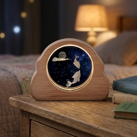 Lampe de nuit en cristal avec cadre nuage gravé en 3D, motif voie lactée et ciel étoilé, LED USB, base en bois, cadeau personnalisé en gros - CHUANGXUN