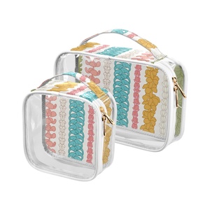 2 Pack Hawaiian Lei Kalo Flower Custom Print Carry on Transparent Zipper Toiletry Bag Clear <b>Makeup</b> Cosmetic <b>Case</b> for Travel - Product Image 2