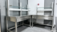 Tables de laboratoire en acier inoxydable 304 en forme de L avec support pour réactifs pour prétraitement physique et chimique SEFA8M baitu lab