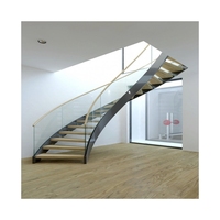 Escalier en arc moderne et unique, personnalisable, marches en verre/bois/pierre, profil en U en verre pour intérieur, centre commercial, villa, hôtel et extérieur