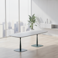 Table de conférence pliable fonctionnelle avec base en bois, bureau de réunion pour salle de conférence, mobilier de bureau moderne pour professionnels, configuration de bureau professionnelle