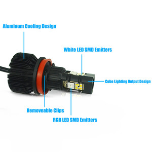 Phares LED RGB 45W avec contrôle APP BT, ampoules antibrouillard H8 H9 H11 et ballast - Product Image 6