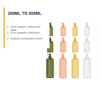 Bouteilles à pompe en PET à paroi épaisse côtelée de 200 ml à 500 ml pour l'emballage d'huiles essentielles, de shampooings, de gels douche et de savons liquides OEM