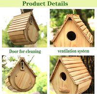 Nichoir en bois naturel pour extérieur, idéal pour les bleuets, les pinsons et les cardinaux, à suspendre pour l'observation dans le jardin