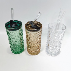 Botella de <span class=keywords><strong>agua</strong></span> de vidrio grabado reutilizable para el hogar y viajes, con pajita y tapa, para té, café, jugo, leche y <span class=keywords><strong>agua</strong></span>. - Product Image 1