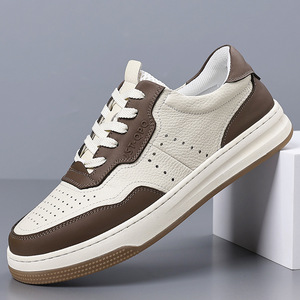 Zapatillas Deportivas de Piel Bicolor Beige y Azul Marino para Hombre, Transpirables, Antideslizantes, Casuales, para Uso Diario y de Oficina - Product Image 3