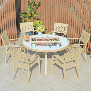 Giải Trí Hiện Đại Khung Hợp Kim Nhôm Bàn Ăn Kính Thiên Văn Mở Rộng Dài Ngoài Trời Nhựa Gỗ Bảng Cho Ban Công Khách Sạn - Product Image 5