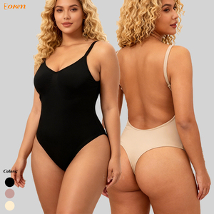 <span class=keywords><strong>Body</strong></span> Modellante a Clessidra con <span class=keywords><strong>Schiena</strong></span> Bassa per Donne, Shapewear Senza Cuciture con Spalline Regolabili, Controllo Pancia, Perizoma Modellante - Product Image 1