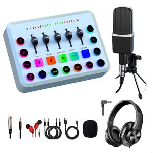 Changeur <span class=keywords><strong>de</strong></span> voix USB 48V Interface audio Ensemble <span class=keywords><strong>de</strong></span> cartes son et mélangeurs Studio d'enregistrement Carte son <span class=keywords><strong>en</strong></span> direct avec microphone pour l'enregistrement - Product Image 1
