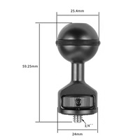 Kepala Bola Tripod Aluminium Alloy 1 Inci dengan Adaptor Sekrup 1/4, Dudukan Penyangga Putar 360 Derajat untuk Kamera GoPro Hero 13 12 11, Lampu, dan Monitor