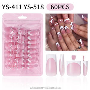 Wearable Toenails Fingernails Nails Tips 60pcs French Square White Black Tip Foot <b>Hand</b> Toe Nail Set - Product Image 4