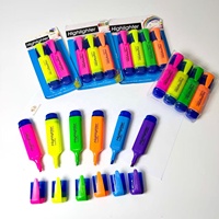 Surligneur de couleur fluorescente à pointe biseautée en PVC, 6 couleurs, à base d'eau, avec capuchon à clip, pour le bureau