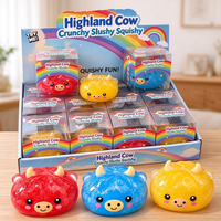 Squishies Vache des Highlands, jouet à presser rond, moelleux, craquant et effet slushy, sans rebond, sensoriel, anti-stress, amusant, vente en gros