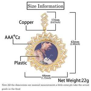 จี้สร้อยคอรูปภาพแบบกำหนดเอง FBKX011 ประดับเพชรซิคอน สไตล์ฮิปฮอป สร้อยคอเก็บความทรงจำ คุณภาพสูง - Product Image 5
