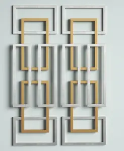 Art de décoration murale à cadre rectangulaire carré métallique argenté et doré pour salon chambre à coucher maison bureau Art en métal - Product Image 1