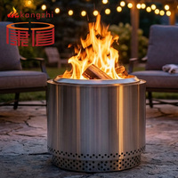 Barbecue de table portable de 15 pouces en acier inoxydable peint, écologique, sans fumée, à combustion secondaire, pour brûler du bois