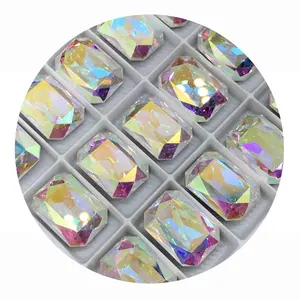 Cristal k9 de 13x18mm, piedras de fantasía en Cristal AB, diamantes de imitación en forma de Octágono