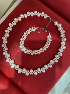 Retro Romantic Bridal Style high-end pendant <b>necklace</b> Hand Woven With Glossy 3-4mm Natural Pearl <b>Delicate</b> Pearl - Product Image 6