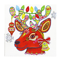 Peinture Diamant Moderne Imprimée en Gros, Motif Cerf de Dessin Animé sur Neige, 5D DIY Forme Spéciale 30x30cm