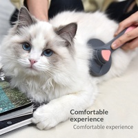 Peigne de toilettage auto-nettoyant pour chats et chiens en PP avec poils en plastique pour éliminer les poils lâches et les poils d'animaux, outil de retrait des poils d'animaux
