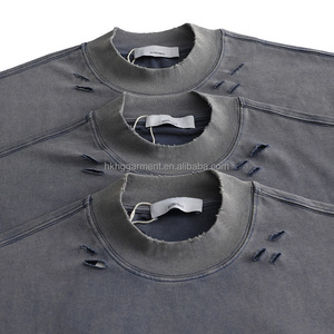 Camiseta Vintage con Logotipo Personalizado, Lavada al Ácido, para Hombre, de Algodón Grueso, Estilo Desgastado, Talla Grande, 100% Algodón - Product Image 4