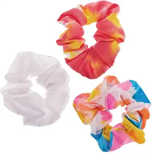Wholesale Custom Printing and Color Soft Polyester Cotton Material Scrunchies Elastic Hair Bands