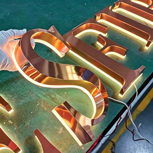Illuminated LED <b>Logo</b> Sign Gold Bronze Acrylic Alphabet <b>Wall</b> Decor Soft Warm White Light 2700K Easy Installation - Product Image 3