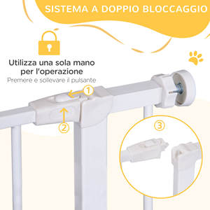 PawHut Barrière de sécurité extensible pour animaux de compagnie Installation facile avec supports de pression Acier robuste avec finition enduite de poudre Blanc 76x7 - Product Image 4