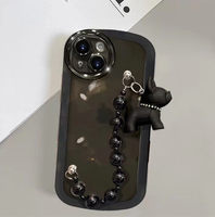 Coque de téléphone souple transparente antichoc avec motif de perles de bouledogue de dessin animé mignon pour iPhone 14 12 11 13 Pro XR X XS Max 7 8 Plus 18pro 18pm