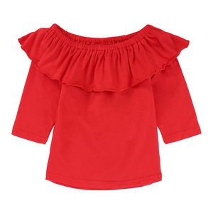 Conjunto de 2 Piezas para Niñas, Blusa de Manga Larga con Volantes y Hombros Descubiertos, Pantalones Vaqueros con Flores Rosas, Traje de Verano para Bebés - Product Image 3