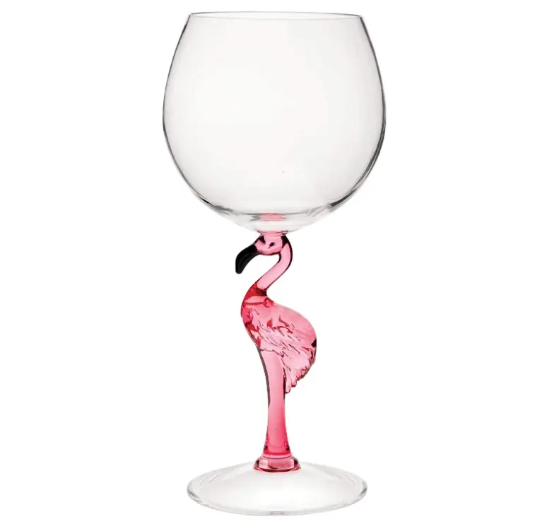 Сделанные на заказ бокалы ручной работы из боросиликатного стекла с прозрачной основой в виде красного вина Фламинго бокалы для шампанского