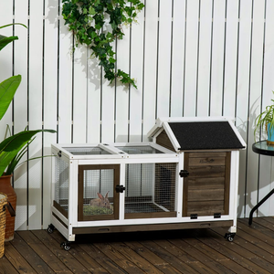 Cage à lapins en bois avec roulettes, cage <span class=keywords><strong>pour</strong></span> cochon d'Inde, maison <span class=keywords><strong>pour</strong></span> petits animaux <span class=keywords><strong>pour</strong></span> extérieur et intérieur avec plateau coulissant - Product Image 2