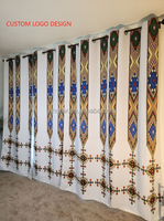 Rideaux de fenêtre sur mesure, design traditionnel éthiopien Saba et Telet, rideau occultant imprimé en 3D, rideau de chambre à coucher de luxe