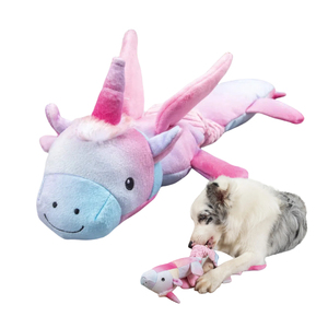 Juguete de Peluche de Unicornio Rosa de Lujo, Juguete de Peluche Elástico y Chillón para Perros, Muñeco para Jugar a Tirar de la Cuerda, Estilo de Dibujos Animados - Product Image 1