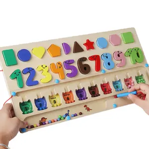 En çok satan ahşap 4-in-1 eğitici oyuncaklar renk ve sayı labirent şekil bulmacalar harfler ile takip Montessori tarzı çocuk için