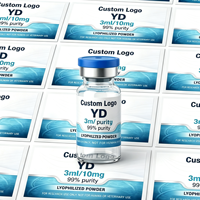 Etiquetas Personalizadas con Logotipo para Viales de Péptidos PET, Etiquetas Planas con Holograma UV para Viales de 3ml, 5ml y 10ml
