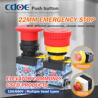 Bouton d'arrêt d'urgence CE 16mm 22mm en plastique et métal 5A 10A, interrupteur de sécurité normalement fermé pour ascenseur et station de charge