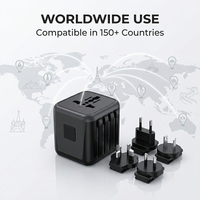 Station de charge sans fil 3 en 1 mondiale avec port de charge rapide PD 12W Type-C, design pliable pour adaptateurs de voyage UK/US/EU/AU