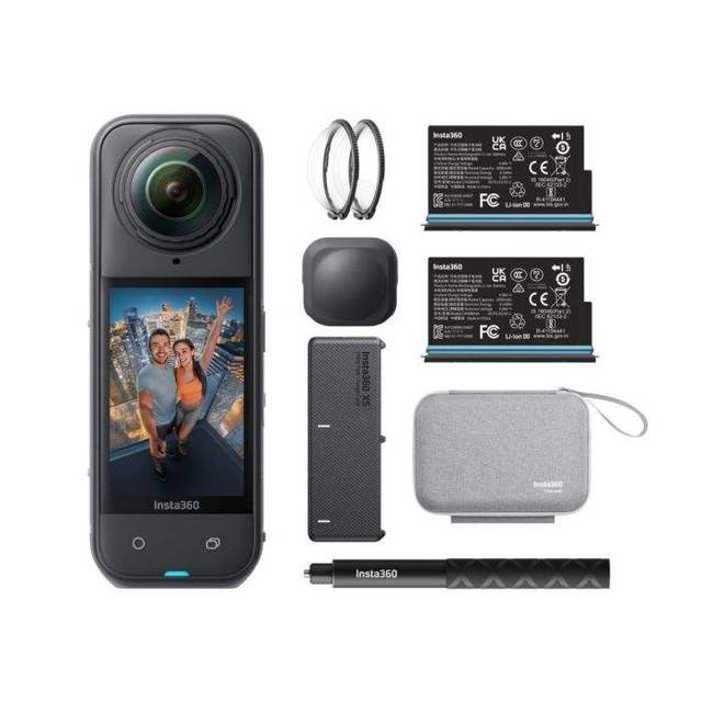 Insta360 X5 8K Action Camera Waterproof 50m Rugged Replaceable Lens 128GB 21x-40x Zoom Night Vision Face Tracking Clear Audio