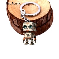 Nouveau porte-clés robot dessin animé 2D en acrylique à grands yeux avec impression UV pour décorations créatives de Noël