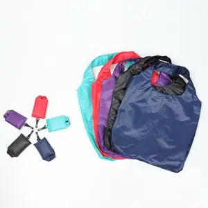 定制尼龙可折叠购物袋环保防撕裂尼龙袋回收折叠按扣聚酯购物袋