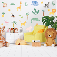 Autocollants muraux d'animaux de la jungle, autocollants muraux d'animaux de dessin animé pour chambre d'enfants, autocollants muraux décoratifs autocollants imperméables pour la maison